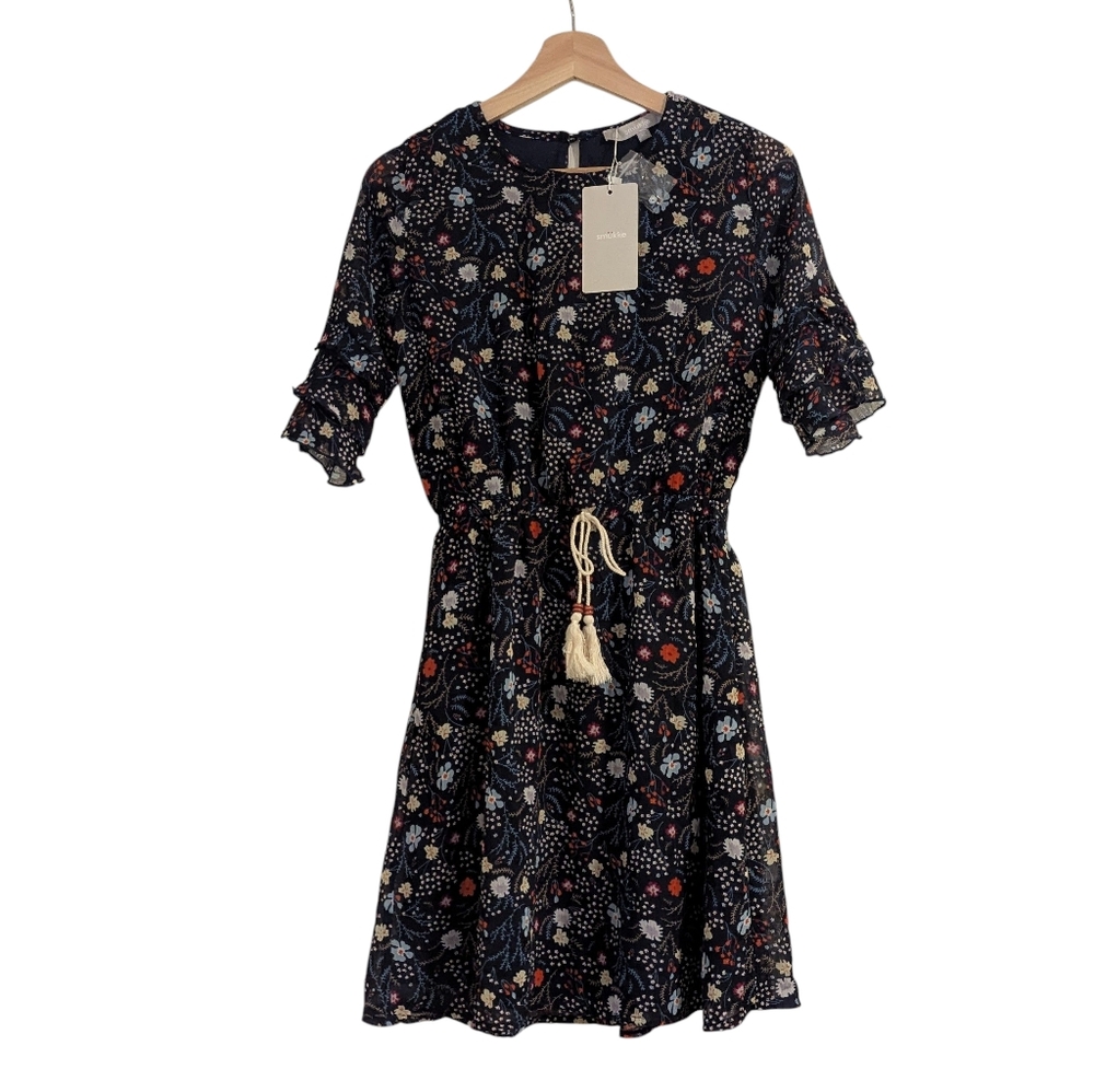 NWT Smukke Elegant Navy Floral Mini Dress Girl's, 14